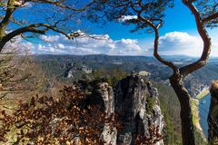 Bastei, Blick nach Rathen elbaufwärts ...