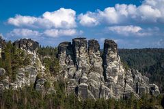 Bastei-Gruppe mit Lok, Sächsische Schweiz