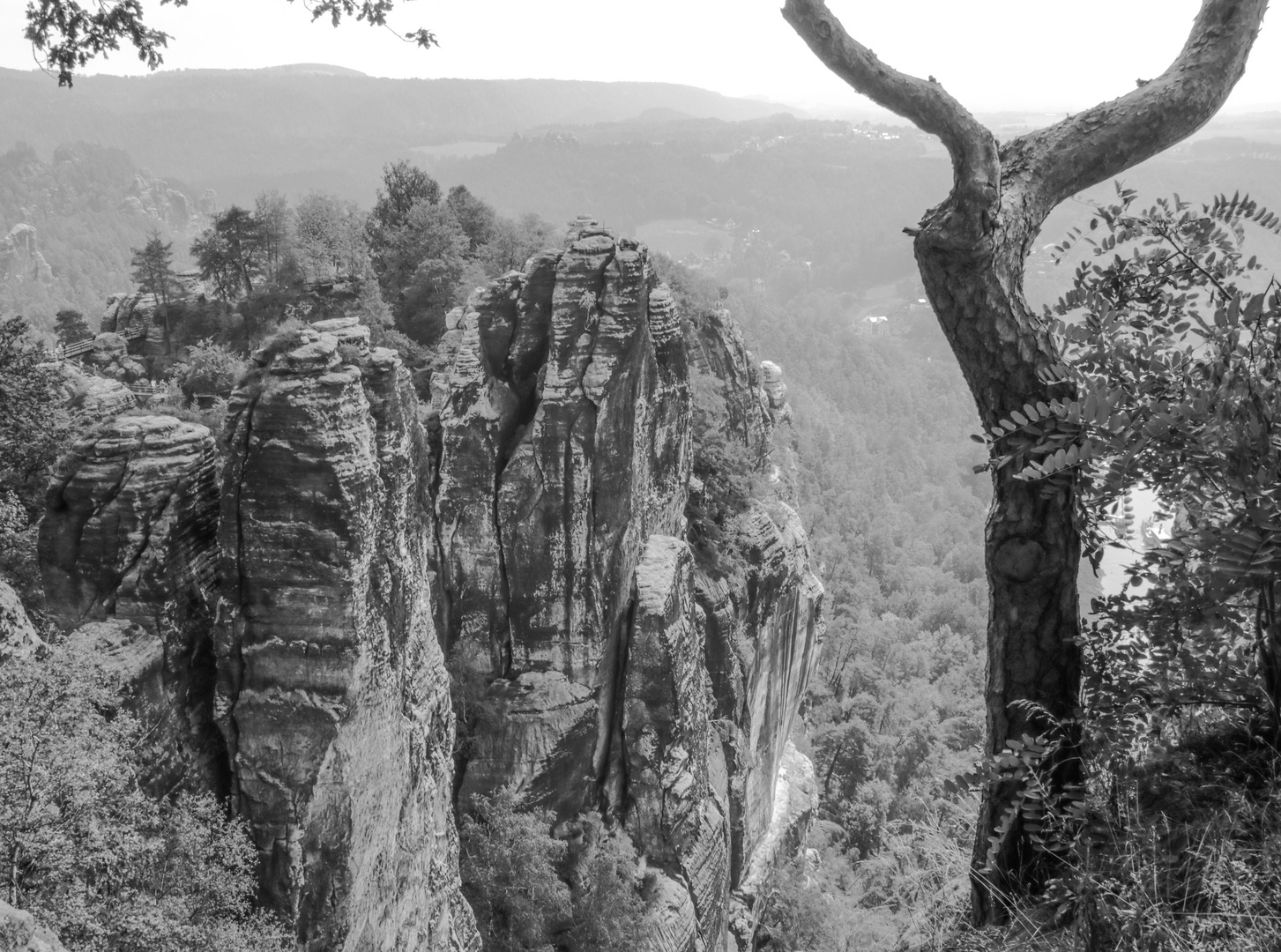 Bastei in Schwarz-Weiß