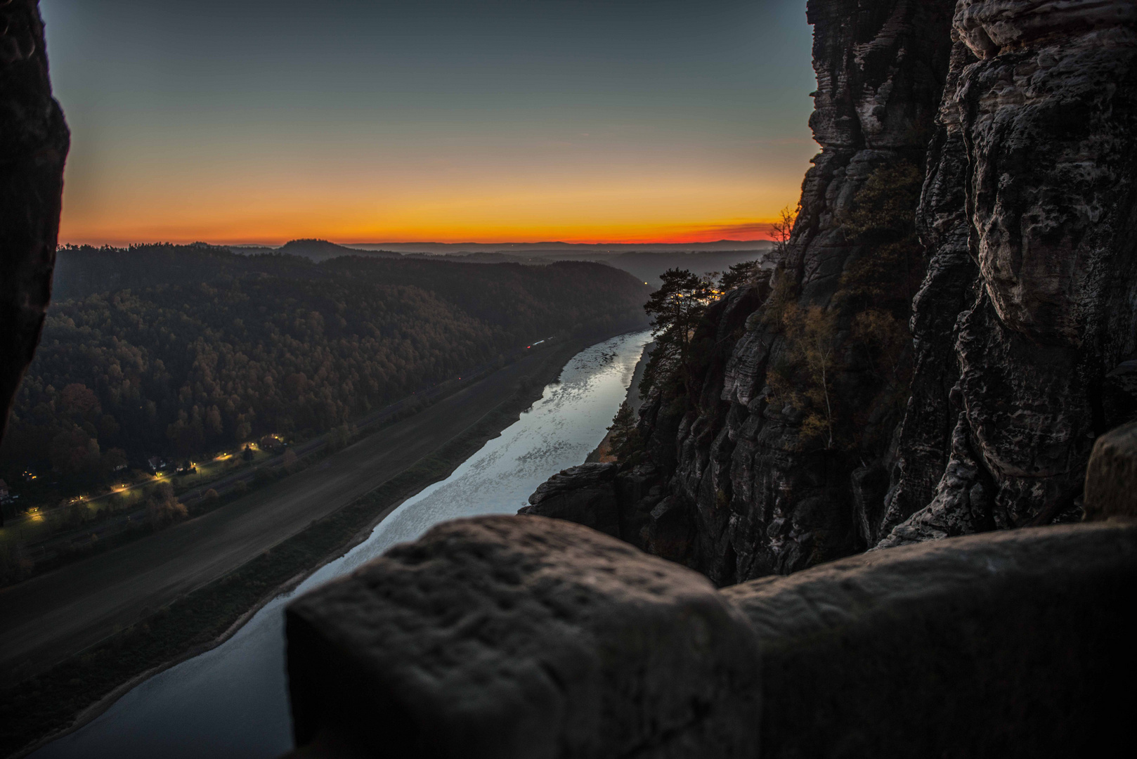 Basteiausblick bei "Nacht" um 19 Uhr