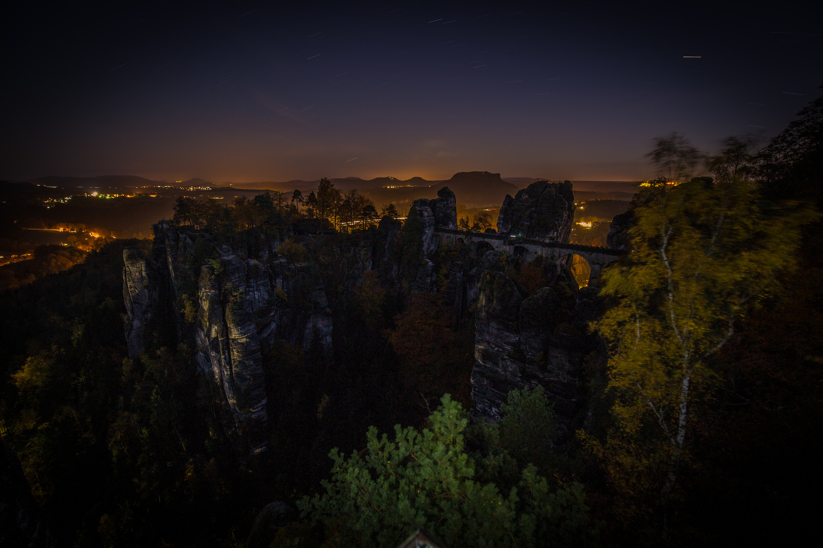 Basteibrücke abends