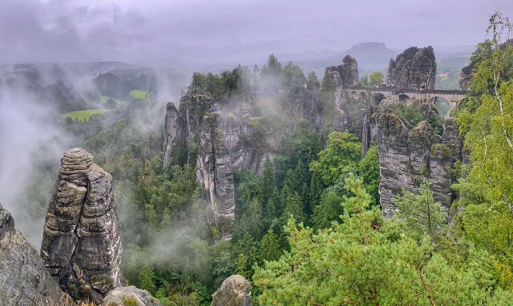 Basteibrücke bei Schietwetter