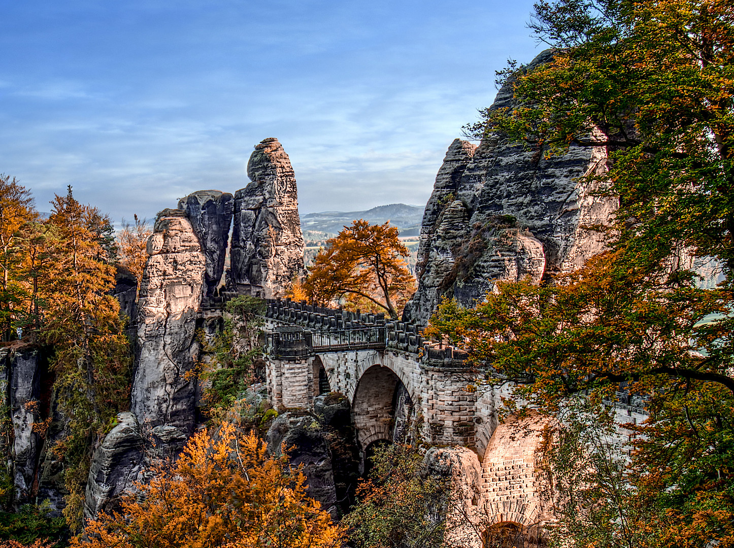 Basteibrücke im Herbst