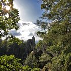 Basteibrücke (im Nationalpark Sächsische Schweiz)  im Gegenlicht und noch ohne die Menschenmassen...