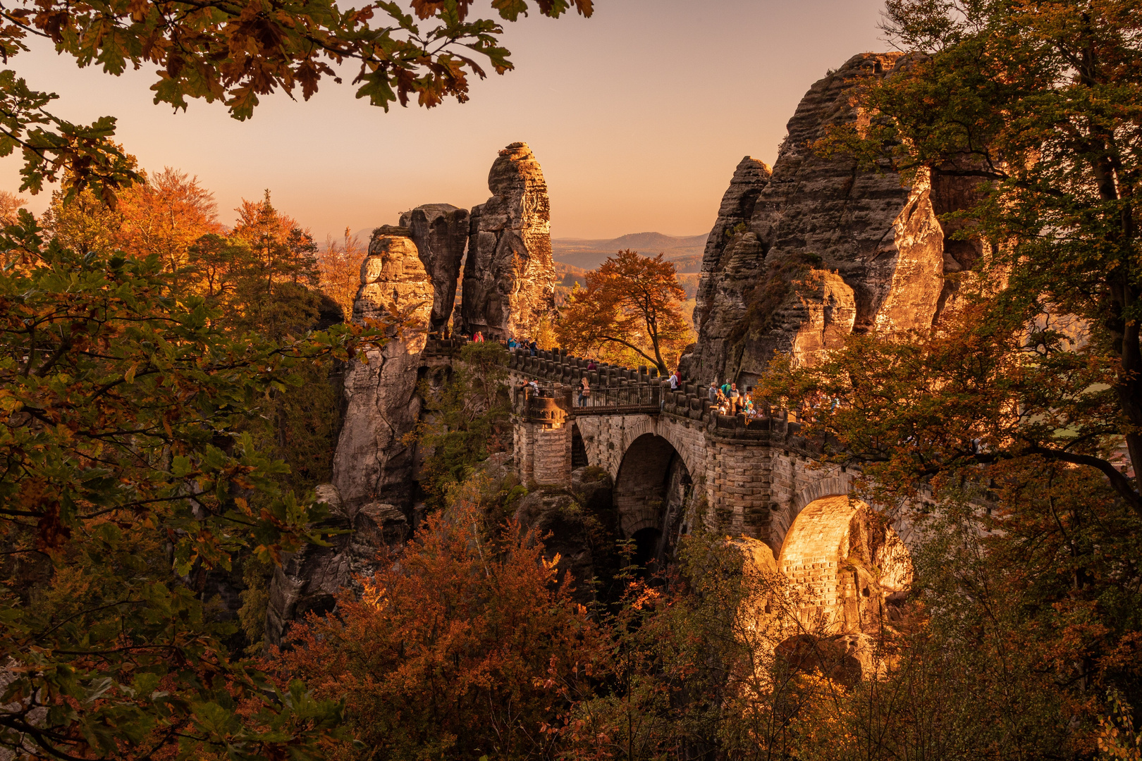 Basteibrücke im Sonnenuntergang