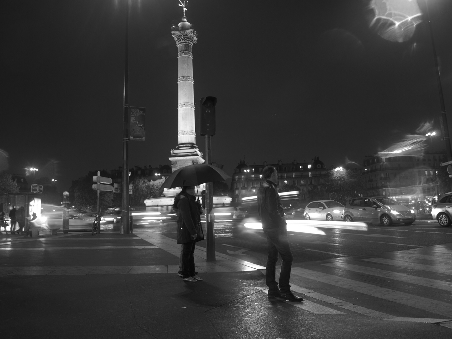 Bastille by night. The rain never sleeps..