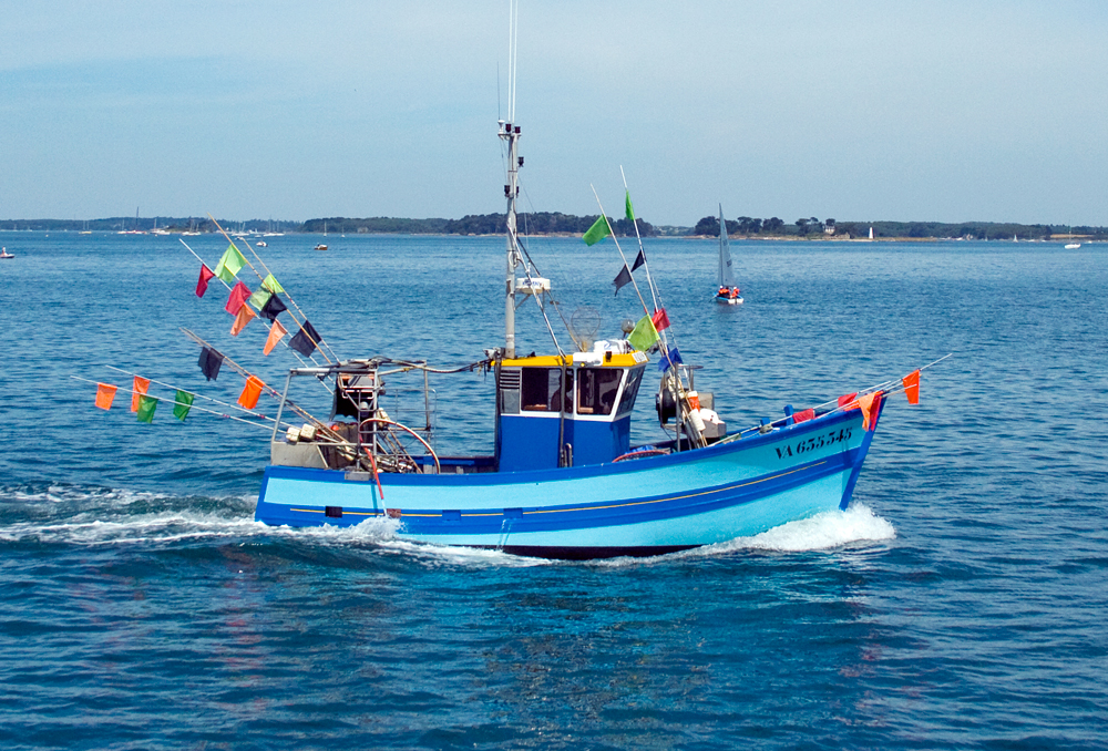 Bateau de pèche bleu