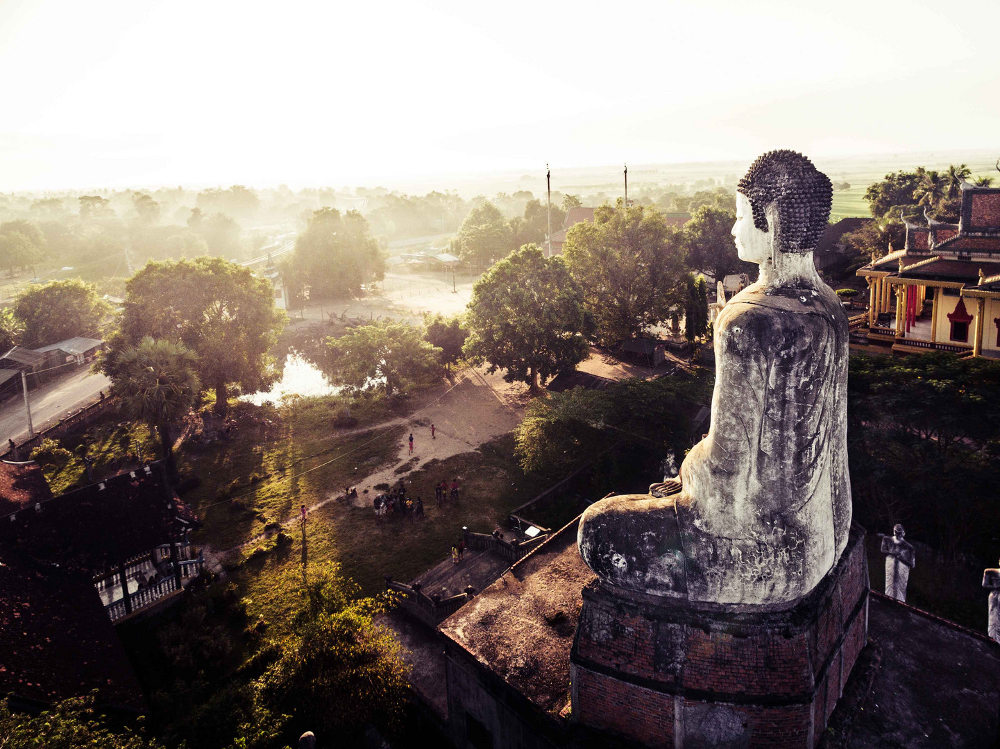 Battambang, Wat Ek Phnom, Buddha, Luftbild