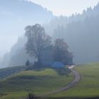 Bauernhaus im Novembernebel