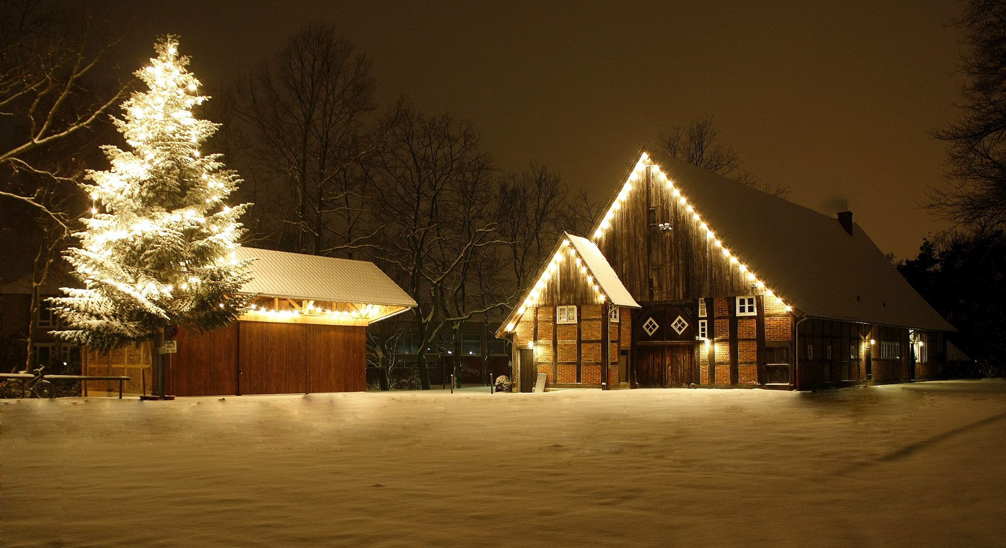 Bauernhaus Spexard bei nacht