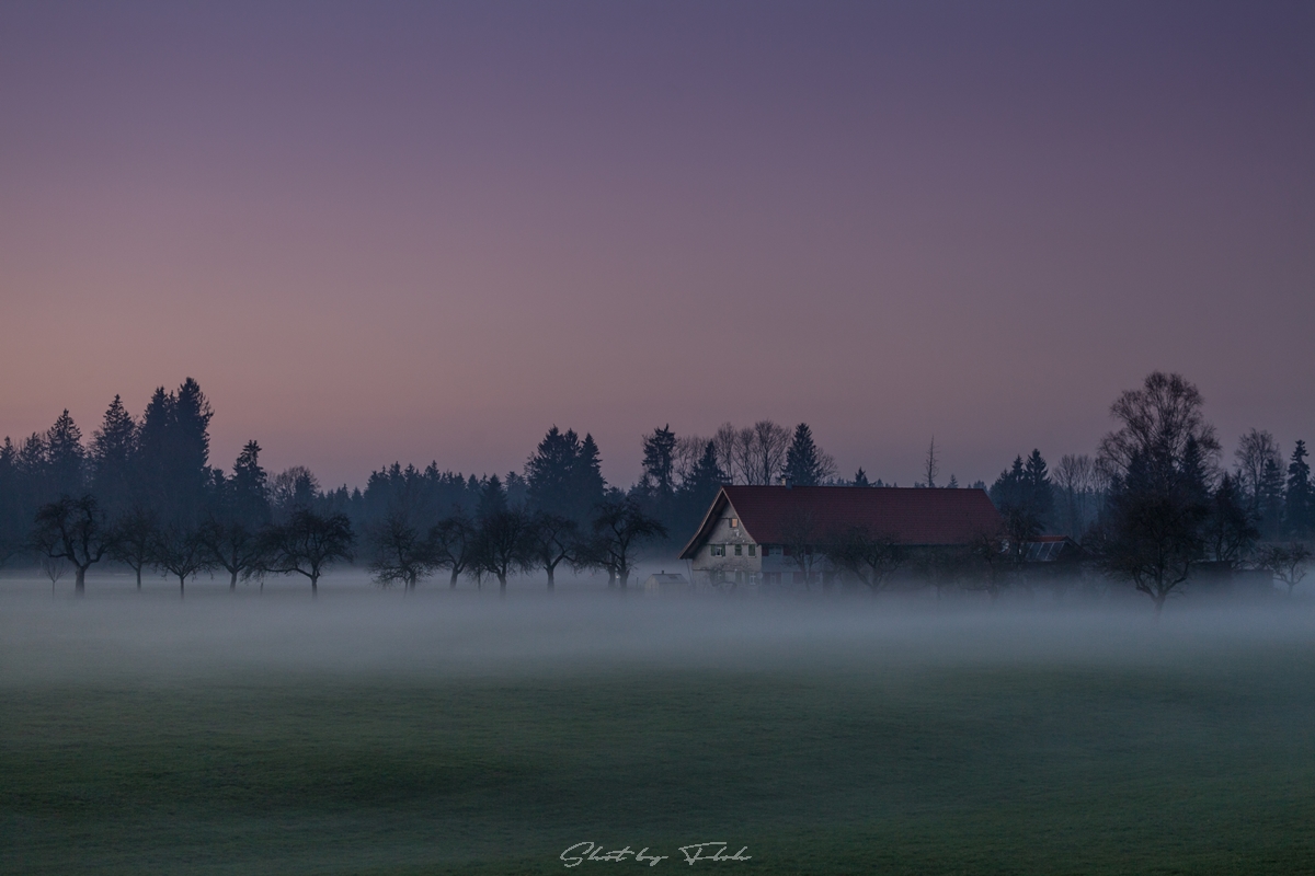 Bauernhof im Nebel