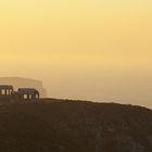 Bauruinen in der Abenddämmerung auf Santorini