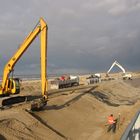 Baustelle auf dem Strand.