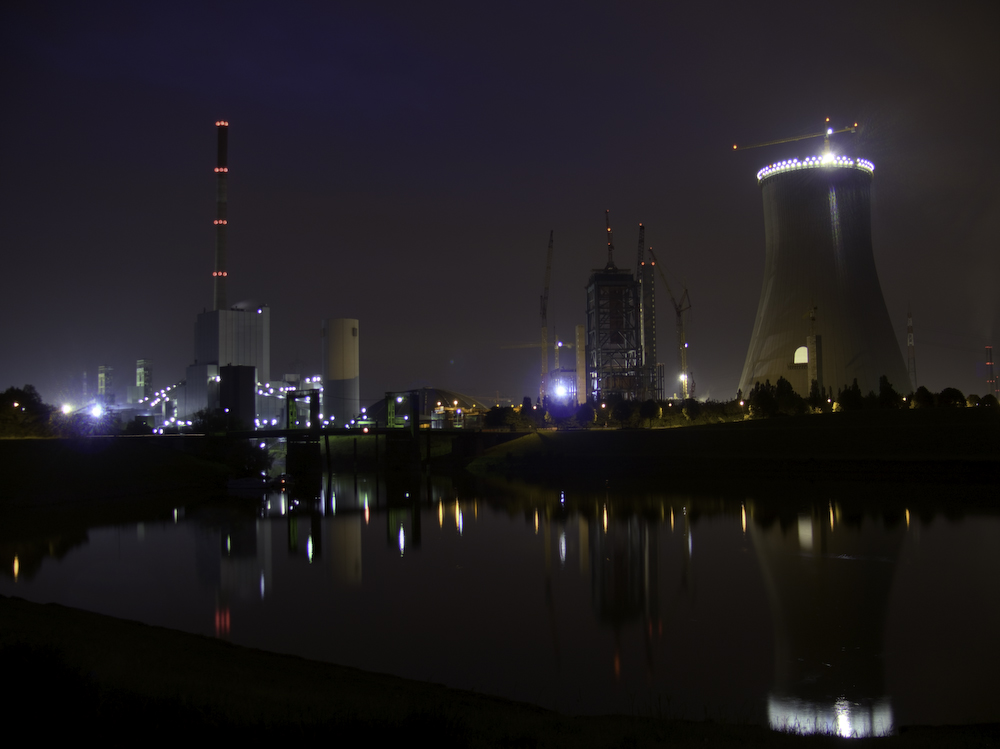 Baustelle Heizkraftwerk Walsum bei Nacht