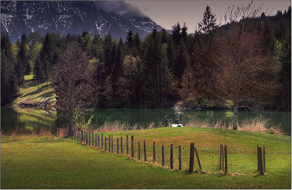 Bayerische Landschaft ... mit Anglern