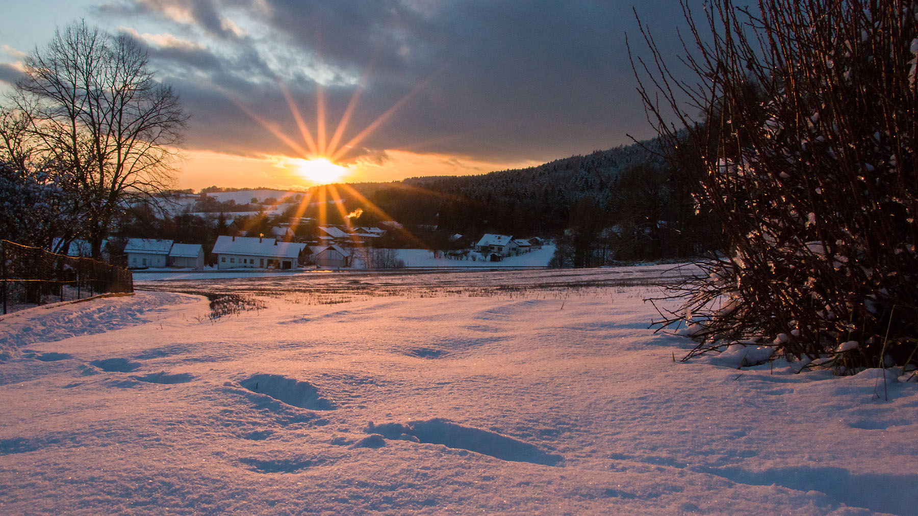 Bayerwald-Winter-Sonnenuntergang