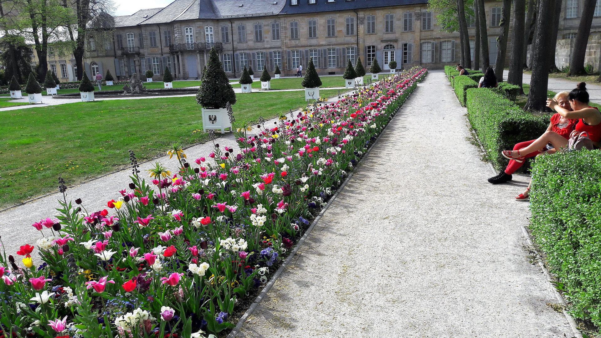 Bayreuth  :Blumenrabatte im Hofgarten