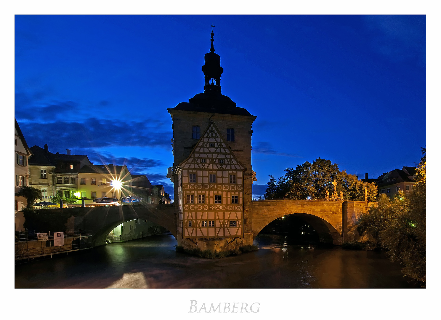 Bayrische Impressionen " Bamberg - altes Rathaus bei Nacht... "