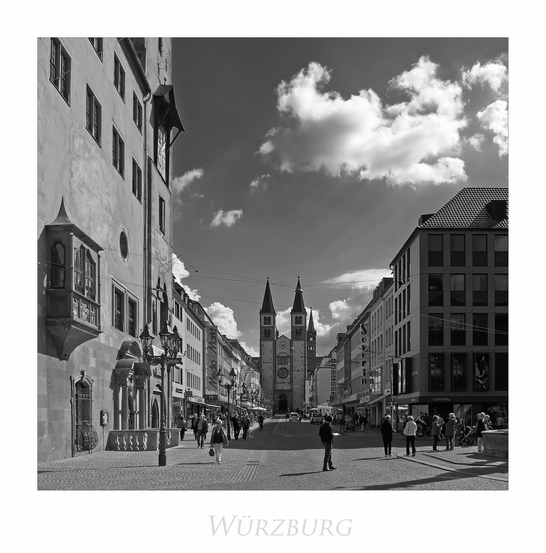 Bayrische Impressionen " der Blick zum St. Kiliansdom zu Würzburg.... "