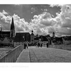 Bayrische Impressionen " Regensburg, der Blick von der Steinerne Brücke "