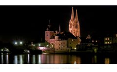 Bayrische Impressionen " Regensburg, der Blick zum Brücktor am Abend "