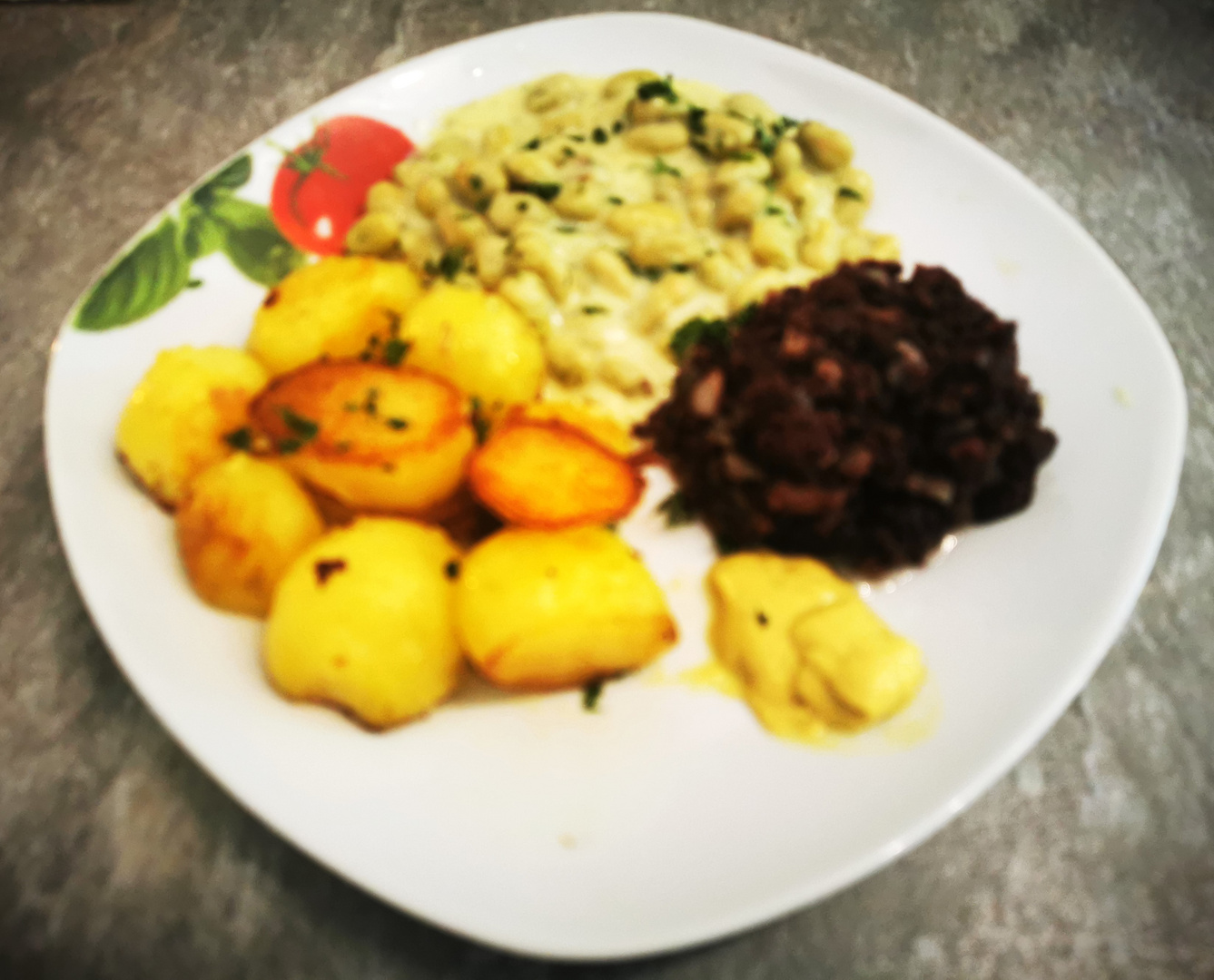 BBB Blutwurst,Bohnen,Bratkartoffeln. Foto &amp; Bild | stillleben, food ...