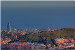 BCN cara al mar a todo color, con barquito de vela