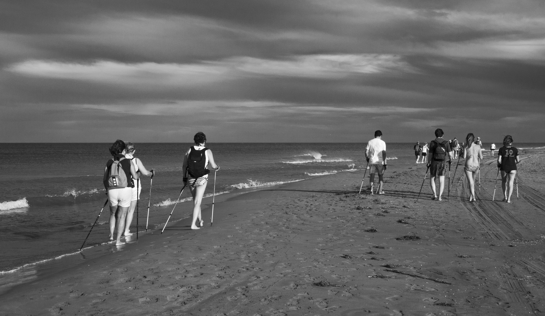 Beach nordic walking