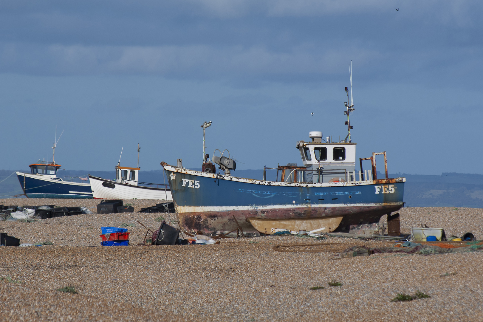 Beach Scene: Dungerness fishing boats.