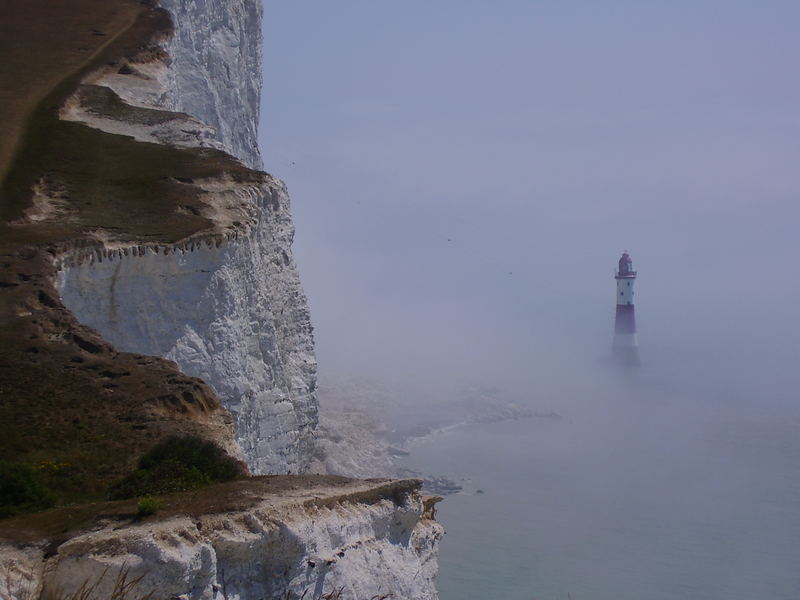 Beachy Head lighthouse in the mist