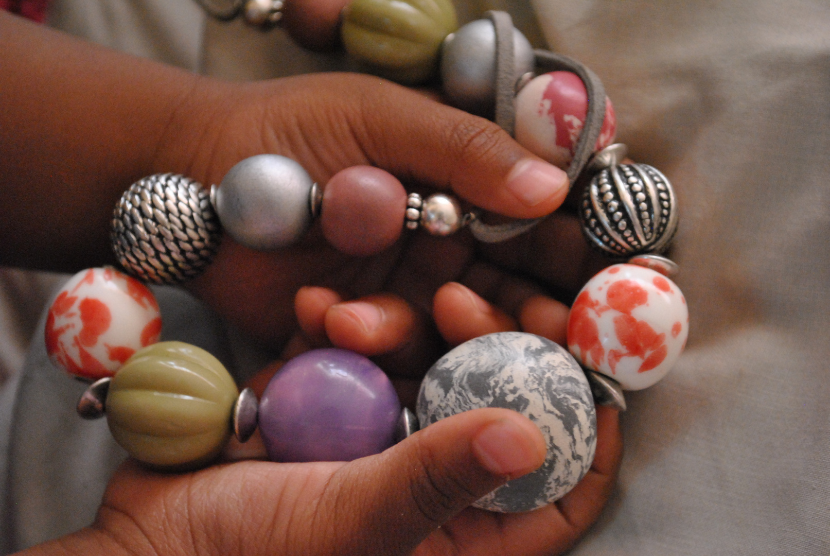 Beautiful beads in my daugher's hands