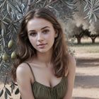 Beautiful girl under olive tree