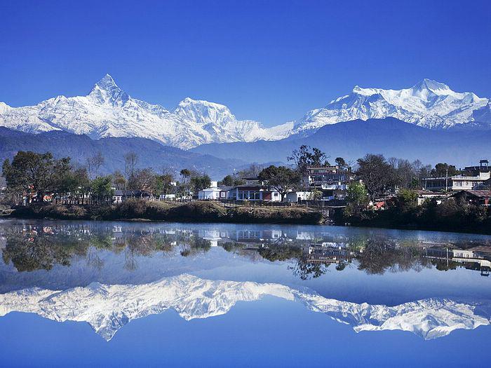 Beautiful Pokhara with Annapurna mountains