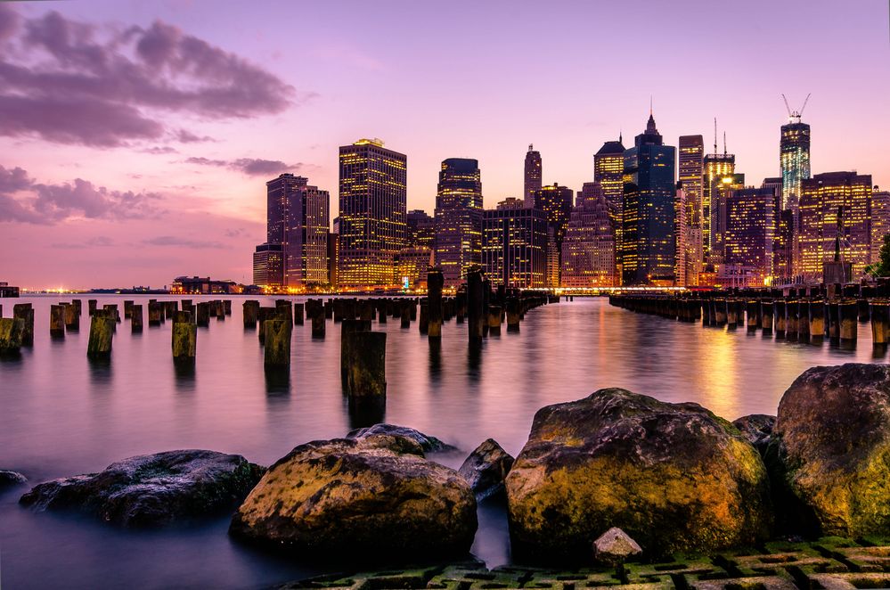 Beautiful Sunset over New York Foto & Bild architektur, architektur bei nacht, skyline Bilder