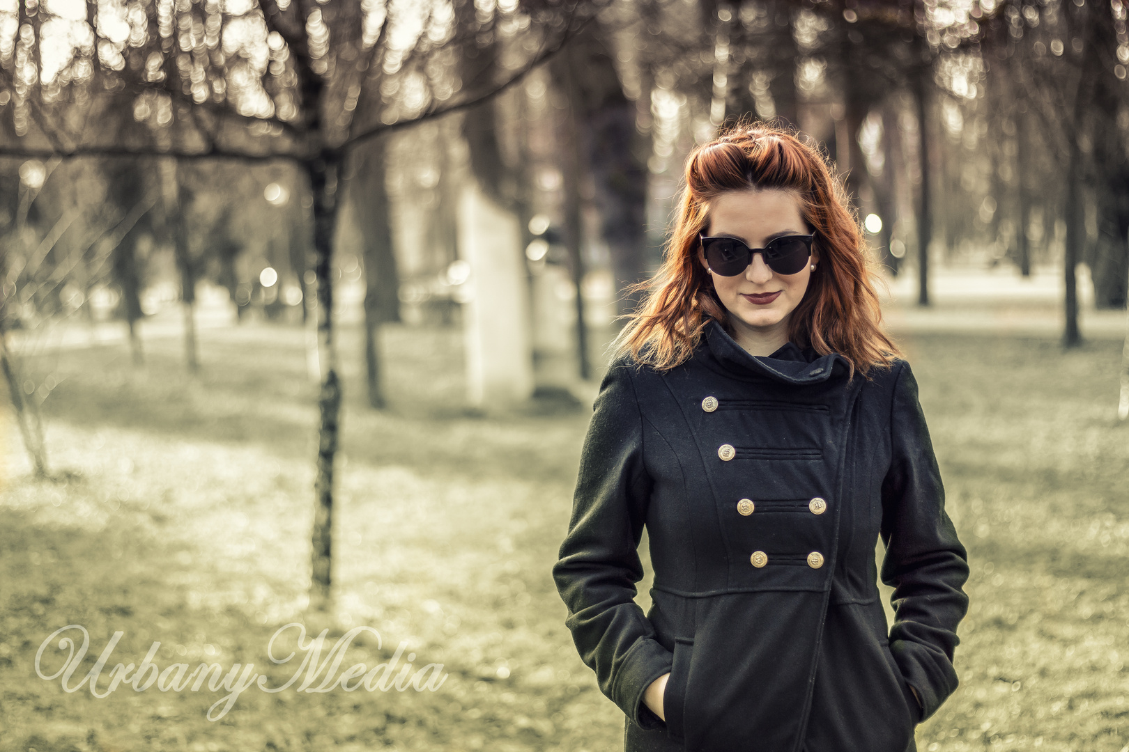 Beautiful woman at the city park