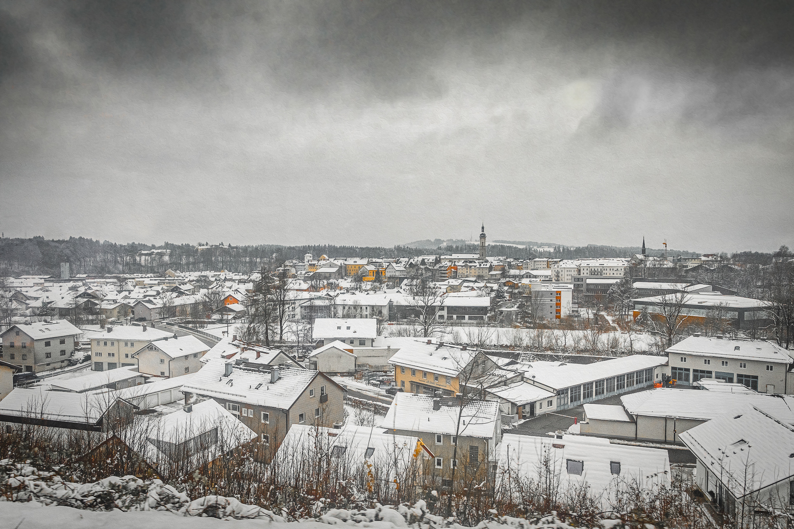 Bedrückendes Winterlandschaftsstimmungsbild