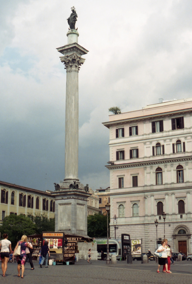 Before the storm. Column of the Virgin Mary on the square of Santa Maria Maggiore. Rome.