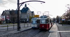 Begegnung der Straßenbahn in Naumburg 