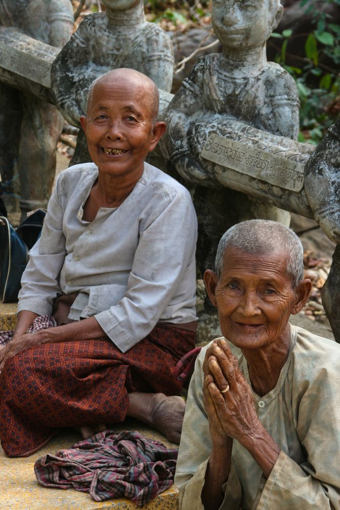 Begging at the temple