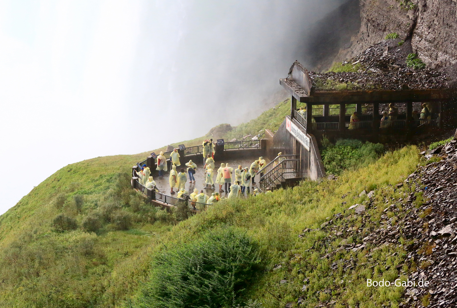 Behind the falls