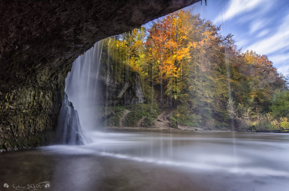 Behind the falls