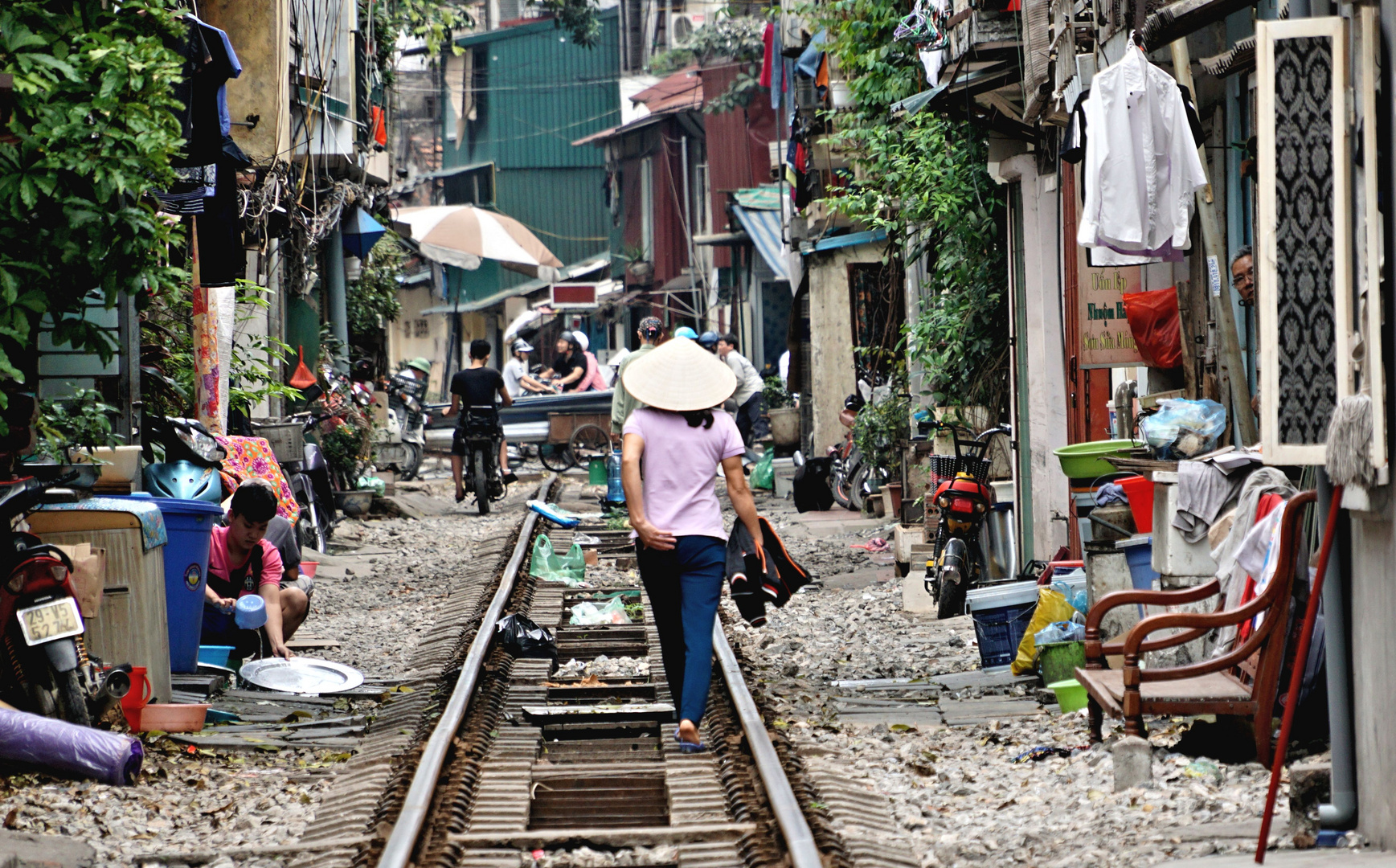 Behind the train