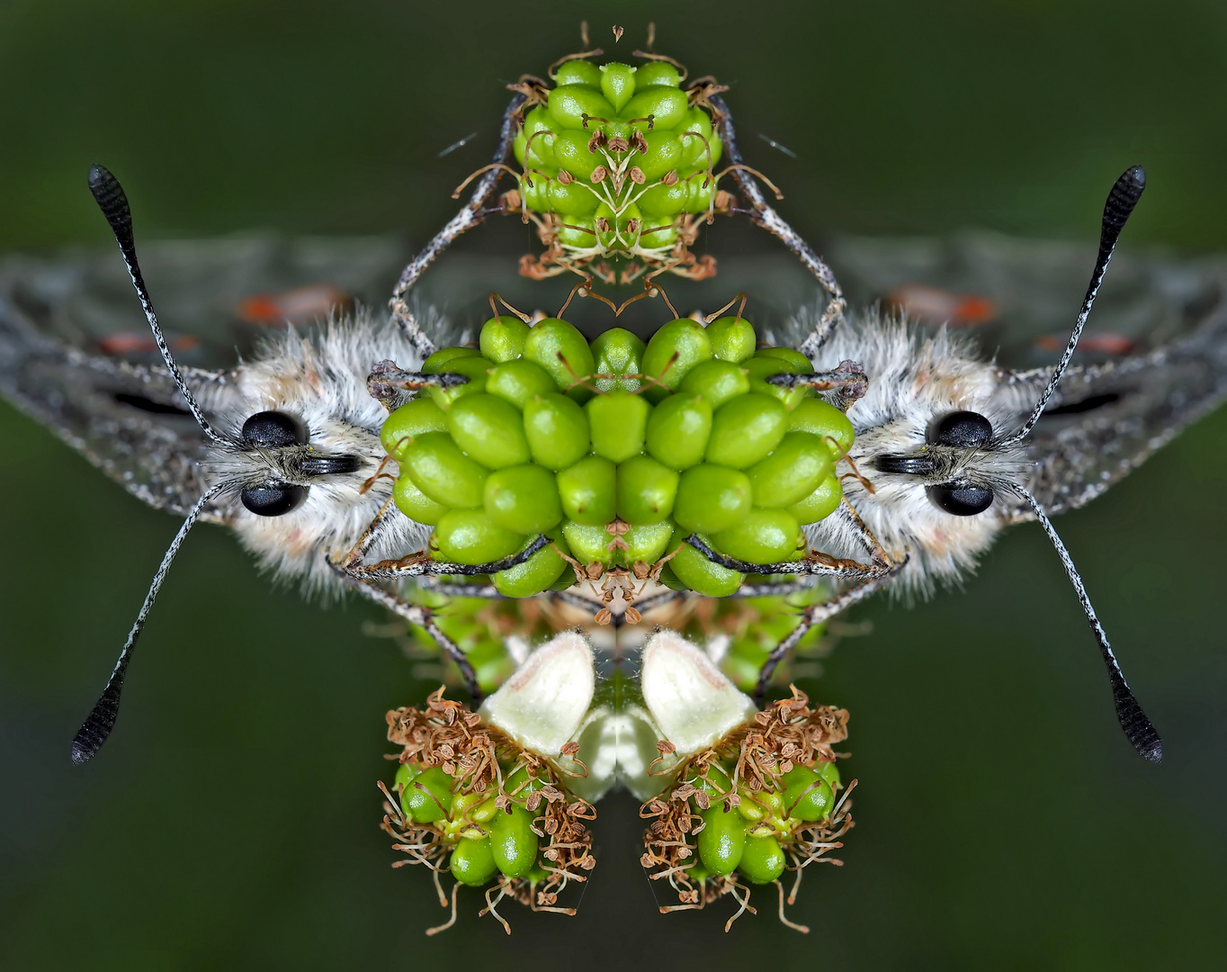 Bei den Apollos am gedeckten Tisch. Das Menü: grüne Brombeeren! - Les Apollons à table!