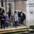 Bei der Arbeit in Venedig