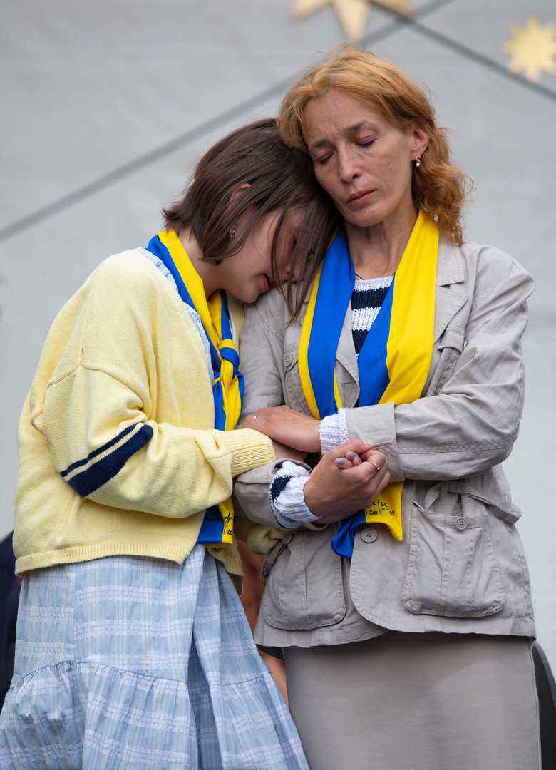 Bei der Friedensdemo für die Ukraine fließen Tränen