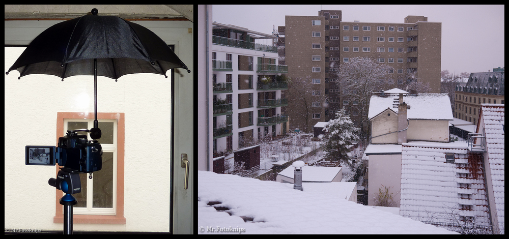 bei Niederschlag,aus dem Dachfenster