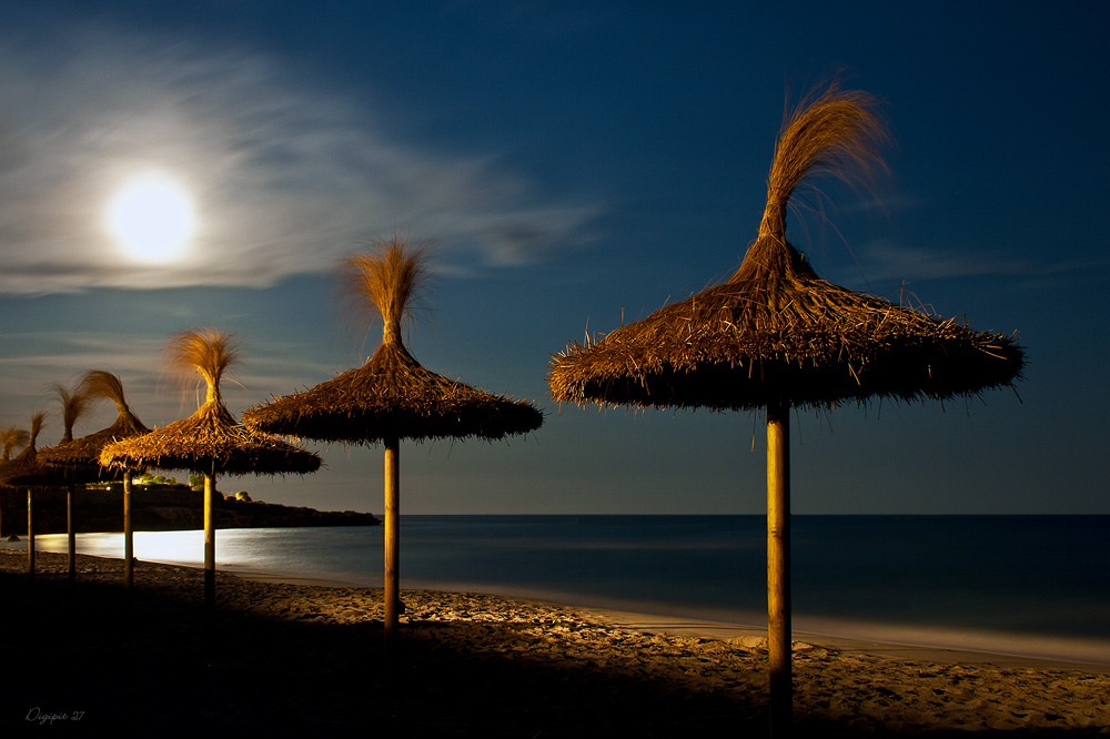 Bei Vollmond am Strand