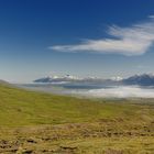 Beim Anstieg zum Hausberg Súlur (ISLAND), hat man einen tollen Blick auf das...