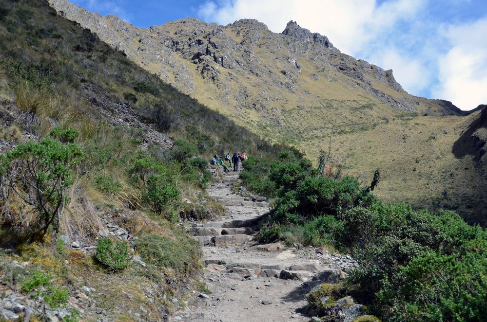 Beim Aufstieg zum Pass Warmiwanusqua auf dem Inka-Trail