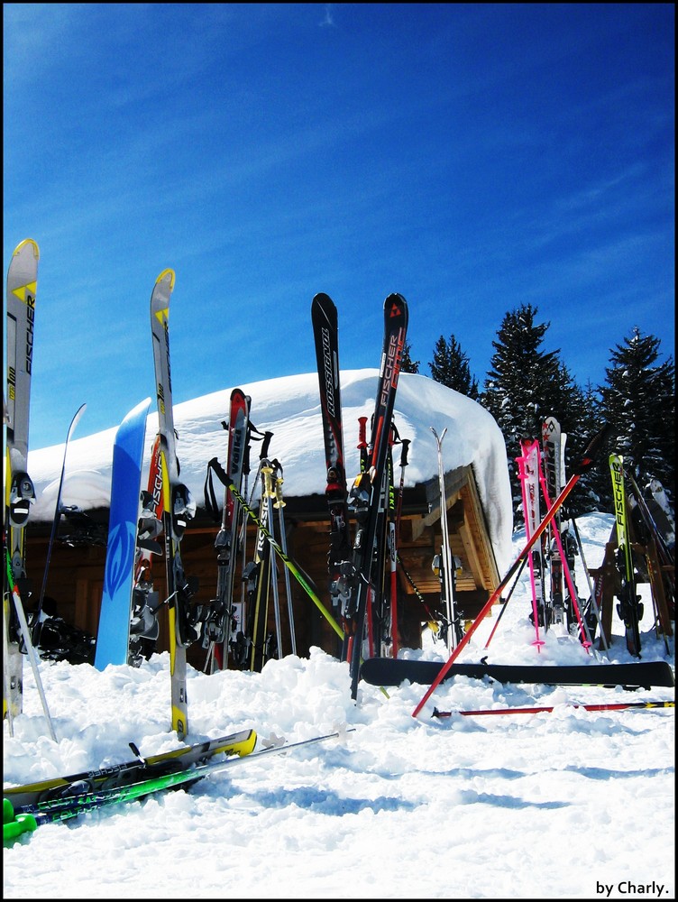 Beim Ski fahren in der Schweiz